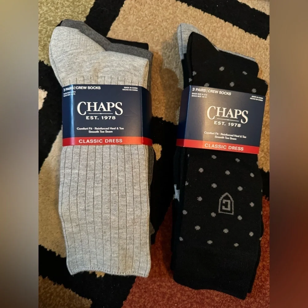 Chaps Classic Dress Dot Crew Socks & Chaps Classic Dress Ribbed Crew Socks 3pk
